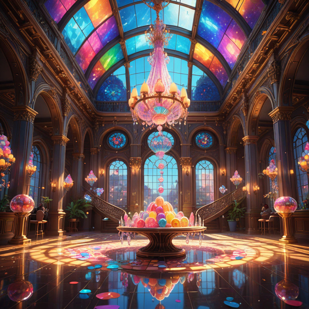 Surreal Candy Palace in Whimsical Poster Art Style