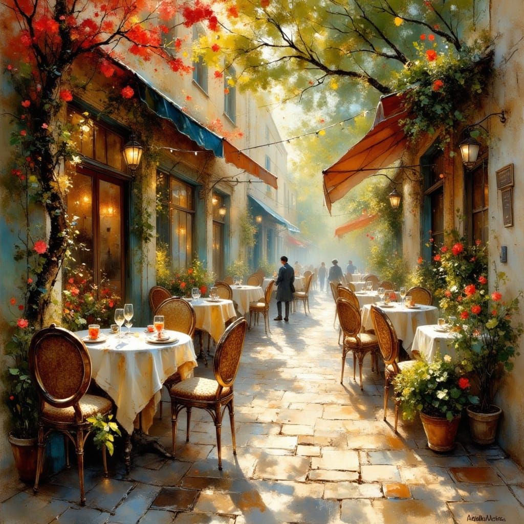 French Cafe Scene in Spring with Epic Lighting
