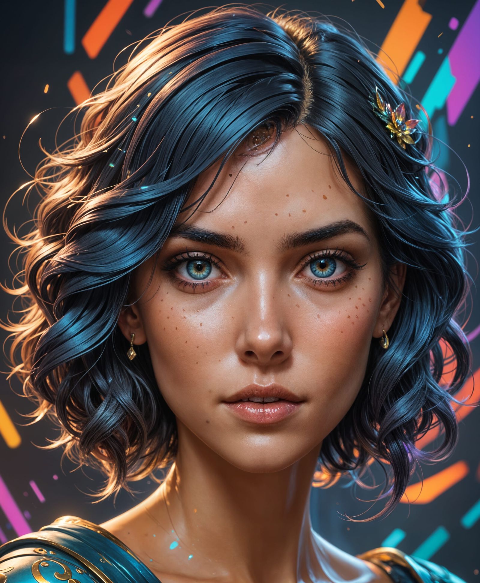 Hyperrealistic Female Portrait in Dynamic Lighting