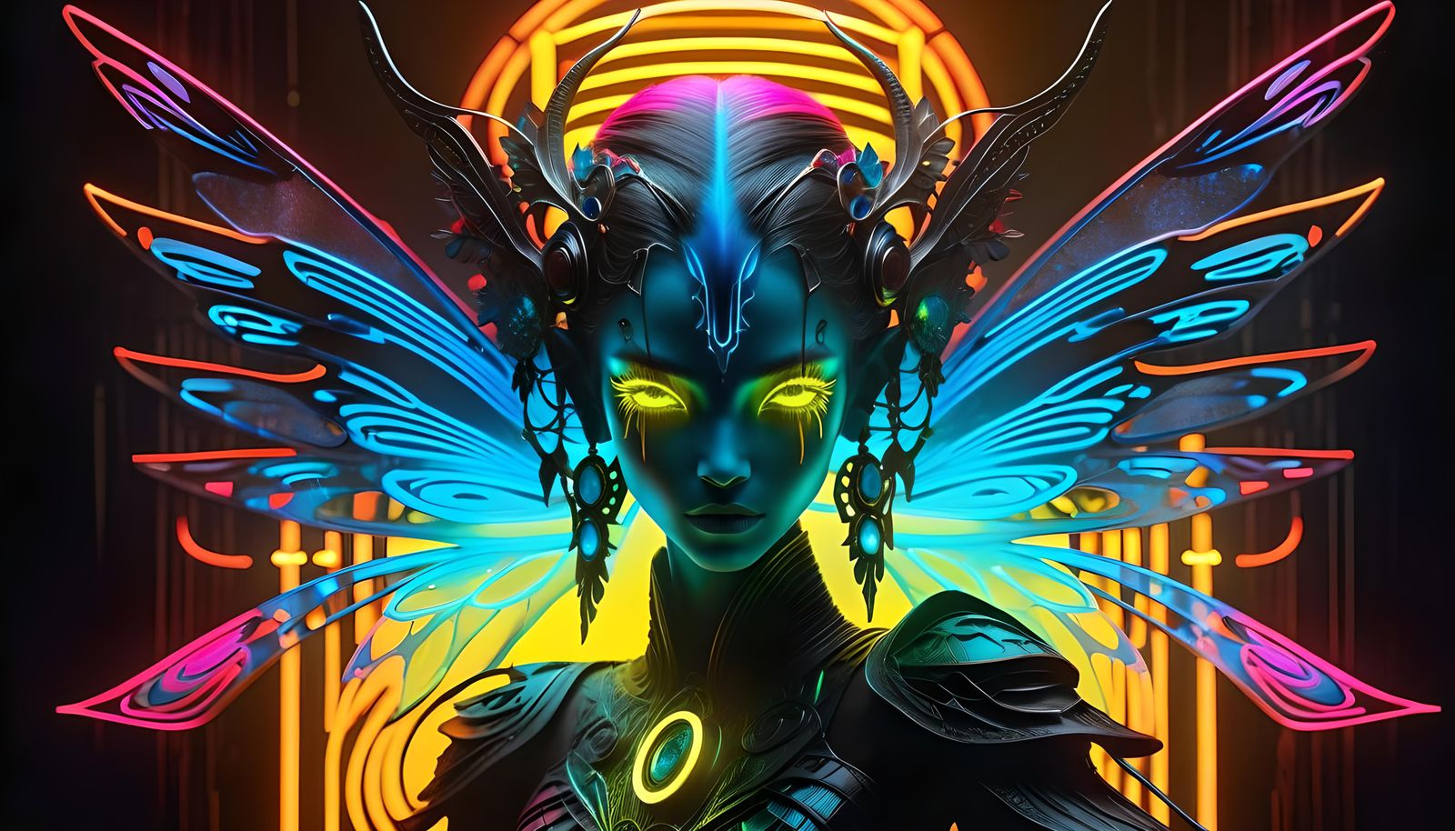 Neon Character in a Surreal Dark Fantasy Style