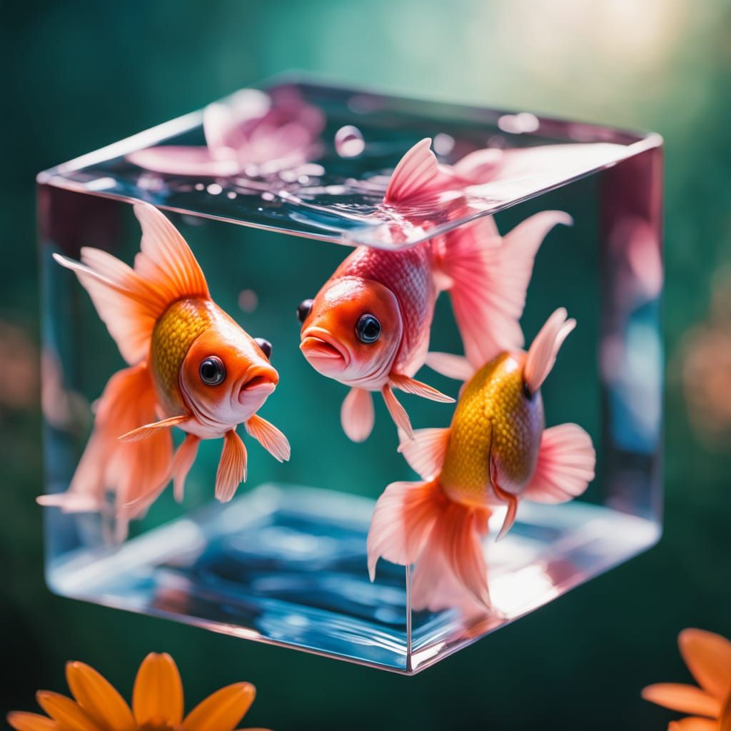 Fish in Rubik's Cube Macro Photo