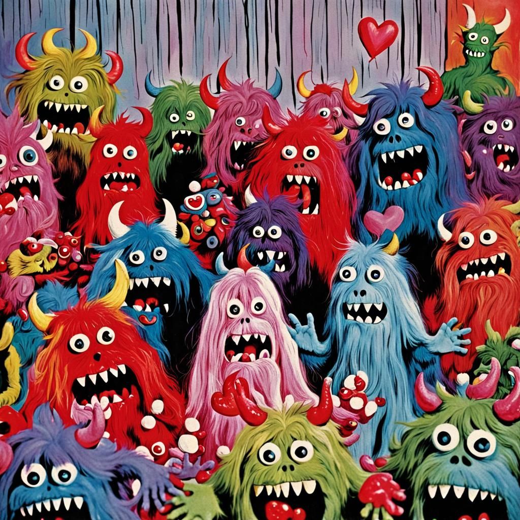 Colorful Monsters in Valentine's Wonderland