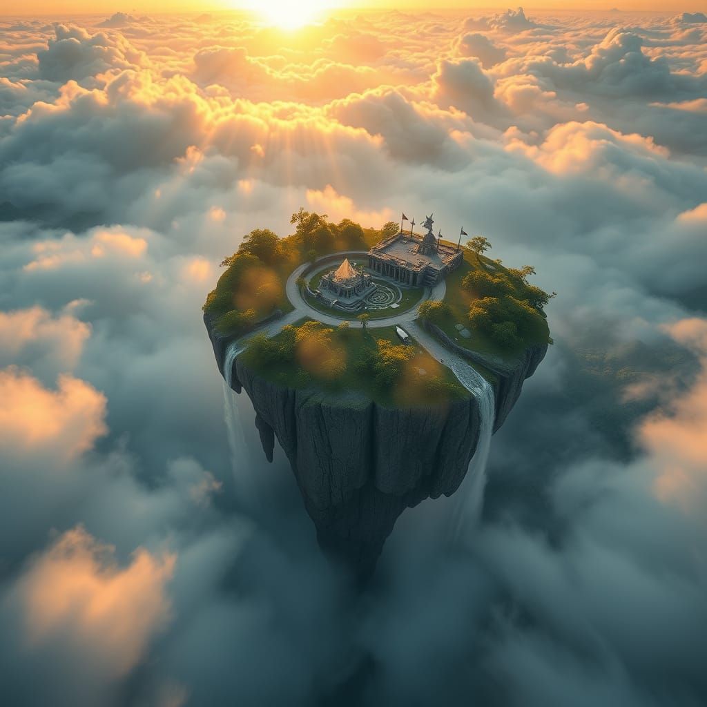 Mystical Floating Island at Sunrise in Unreal Engine