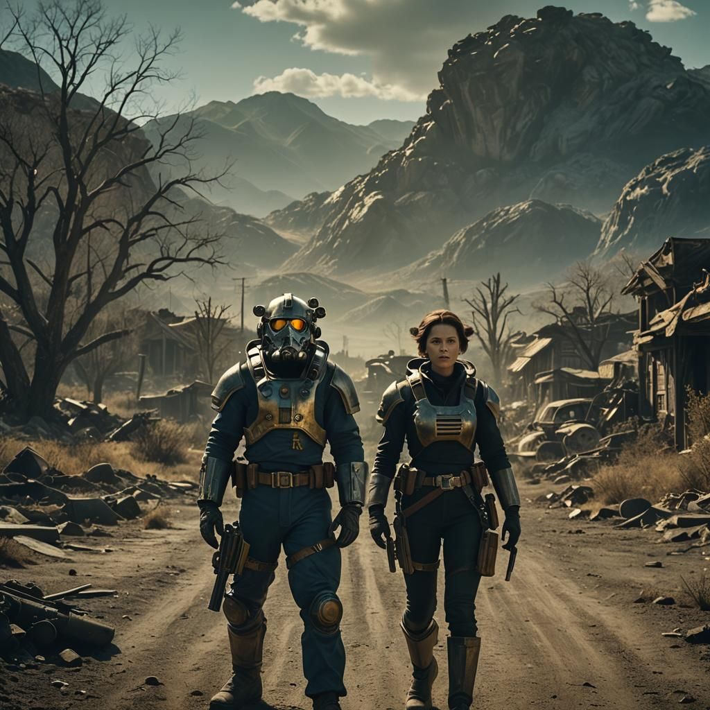 Dramatic Fallout Film Still in Cinematic Style
