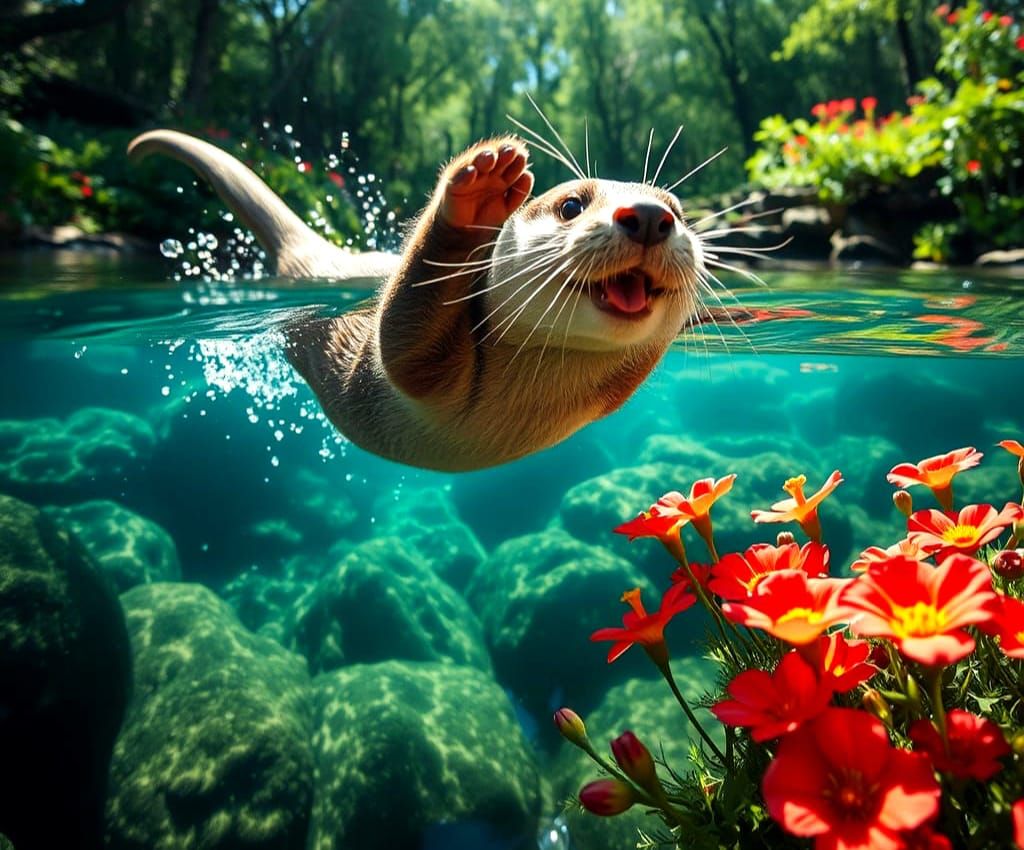 Playful Otter in Crystal River: Surreal Nature Photography