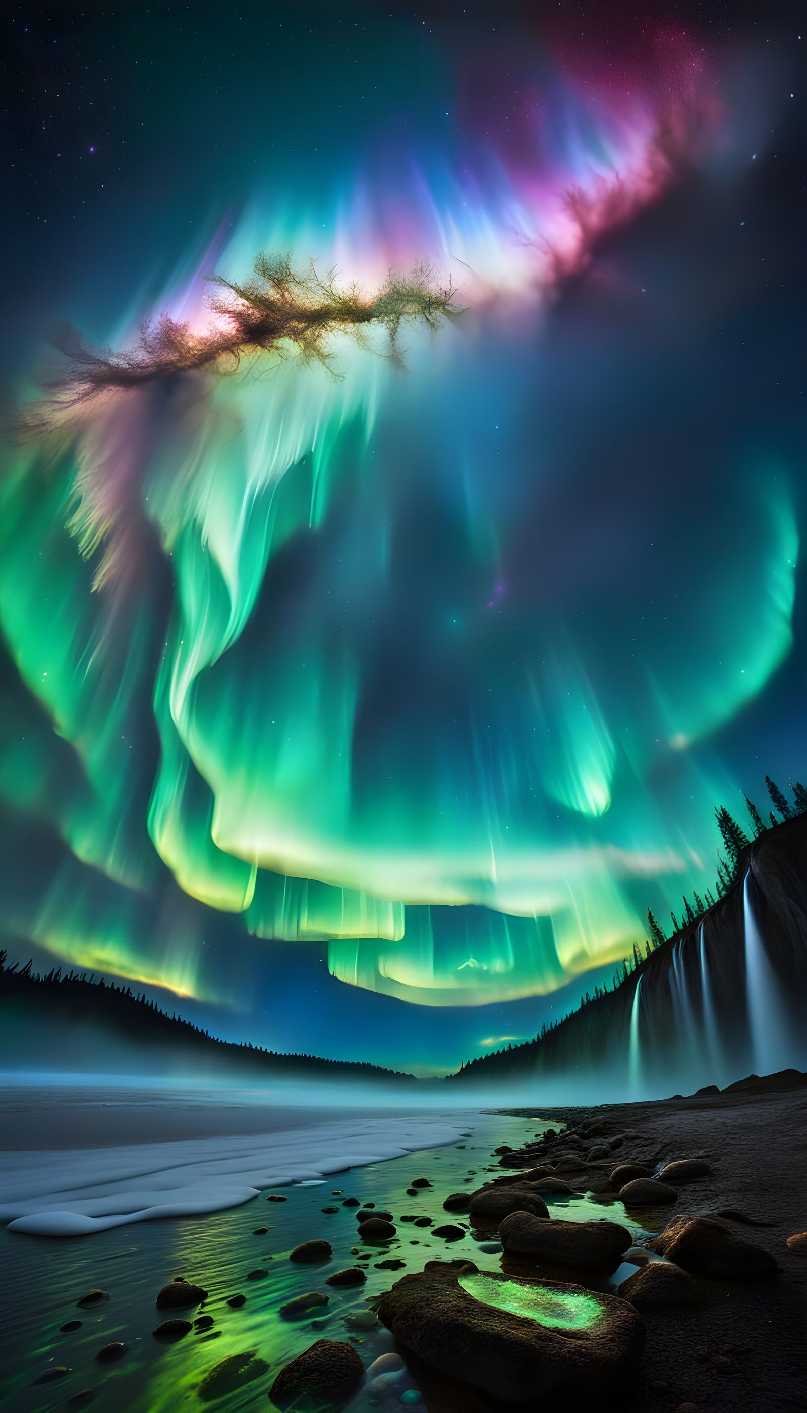 Cosmic Ballet in Vibrant, Dreamlike Digital Art