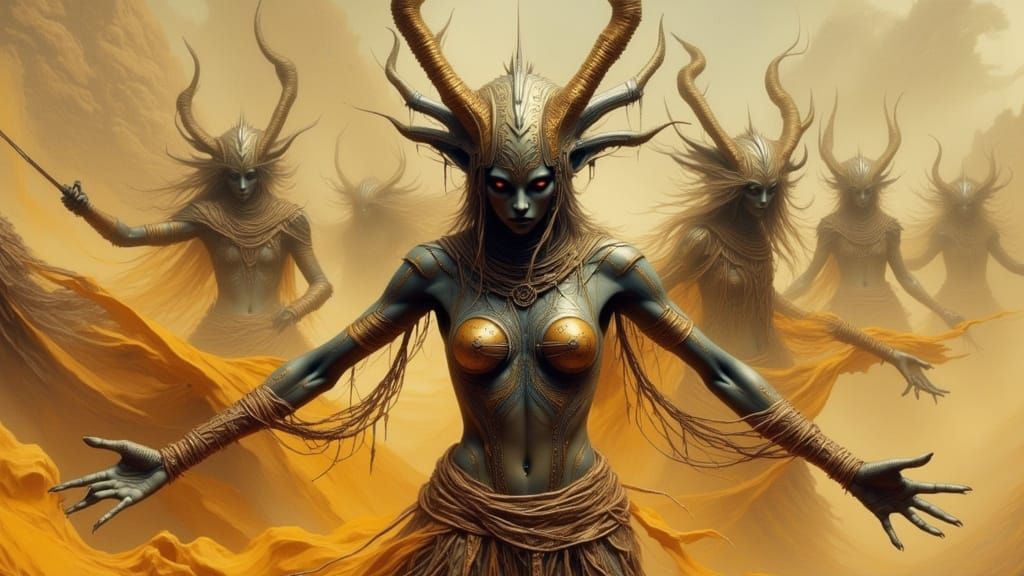 Alien Shamans Dance to Conjure Sandstorm in Epic Concept Art