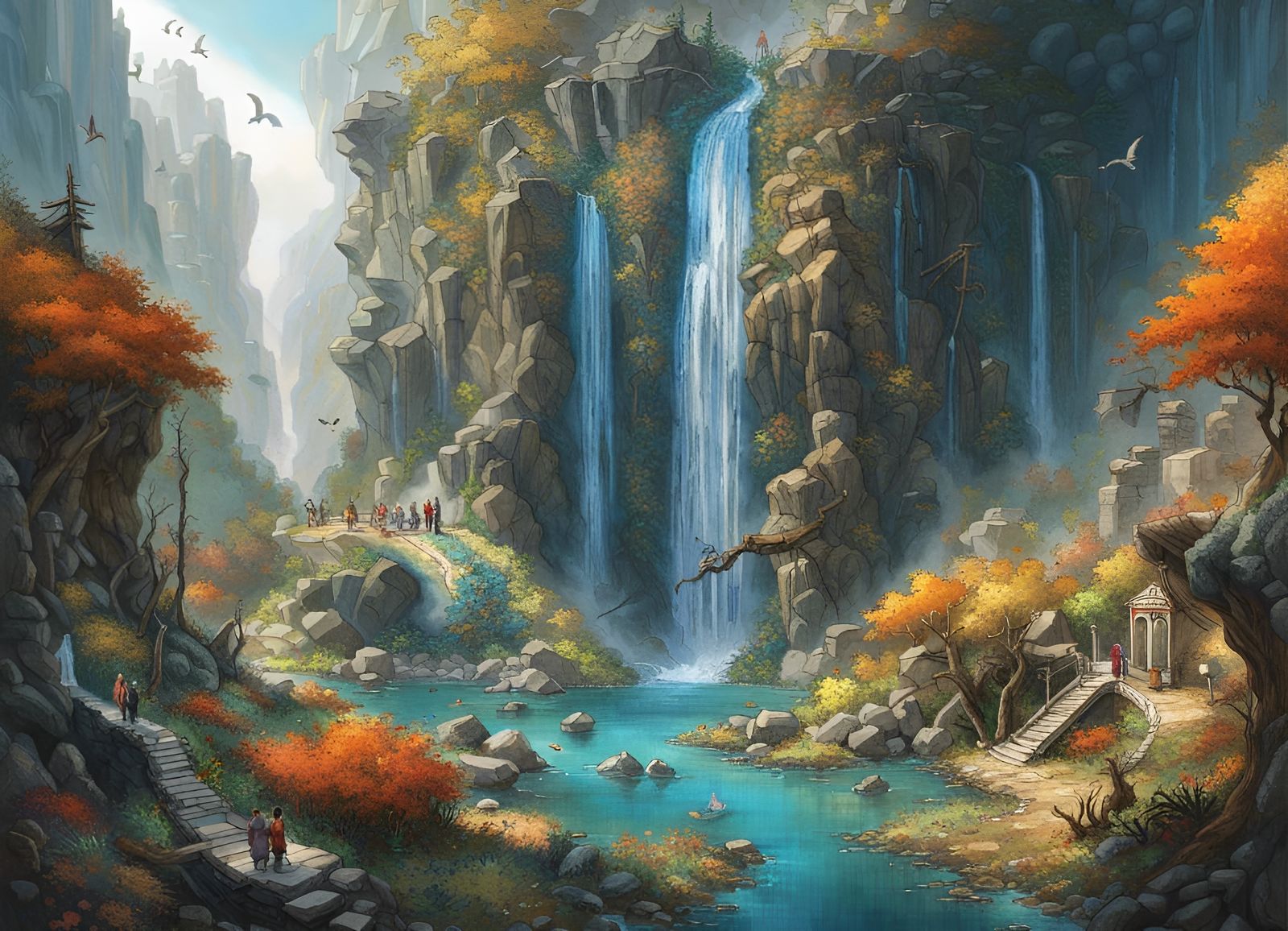 Old-timey Waterfall Village