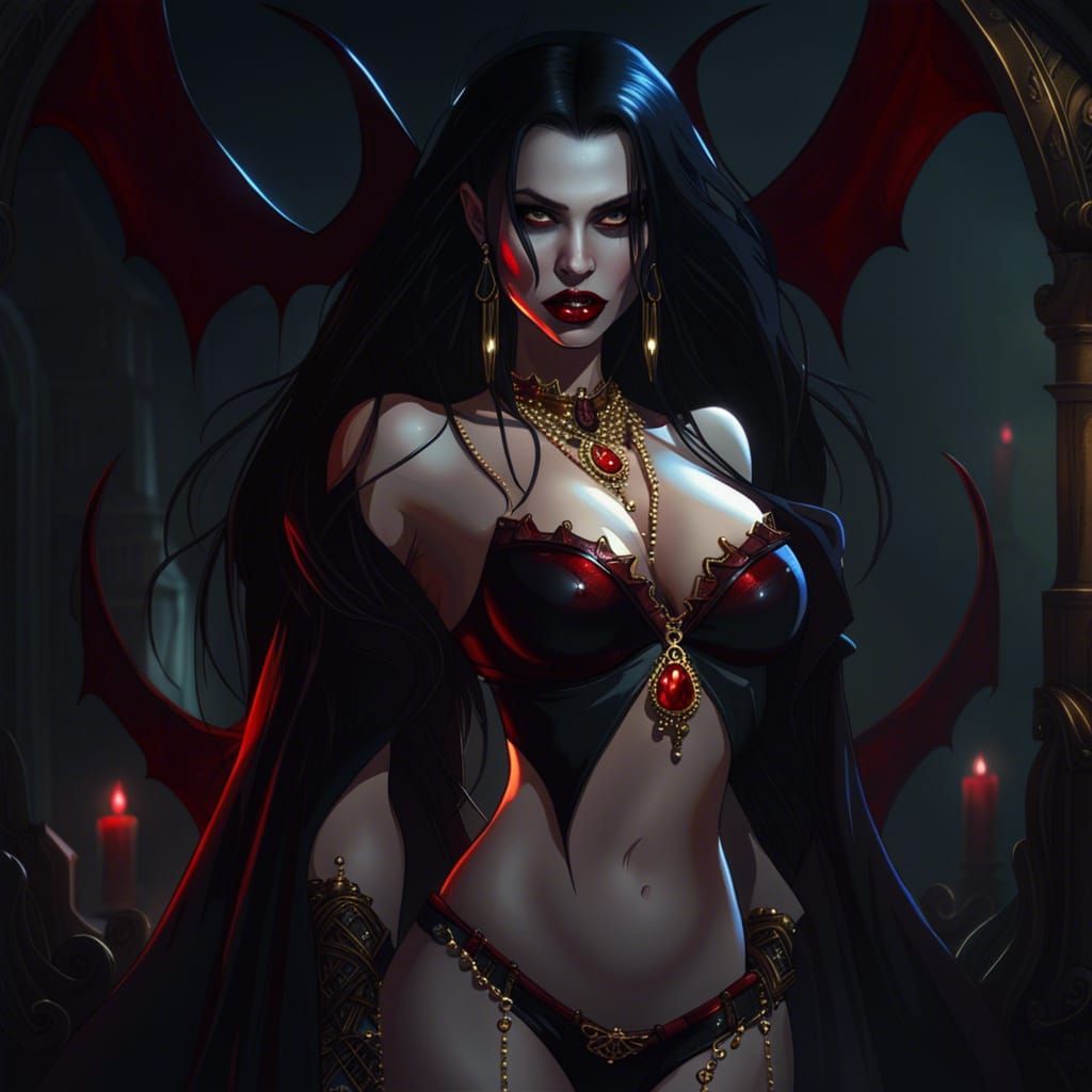 Bikini Vampire in Hyperrealistic Dark Fantasy Art