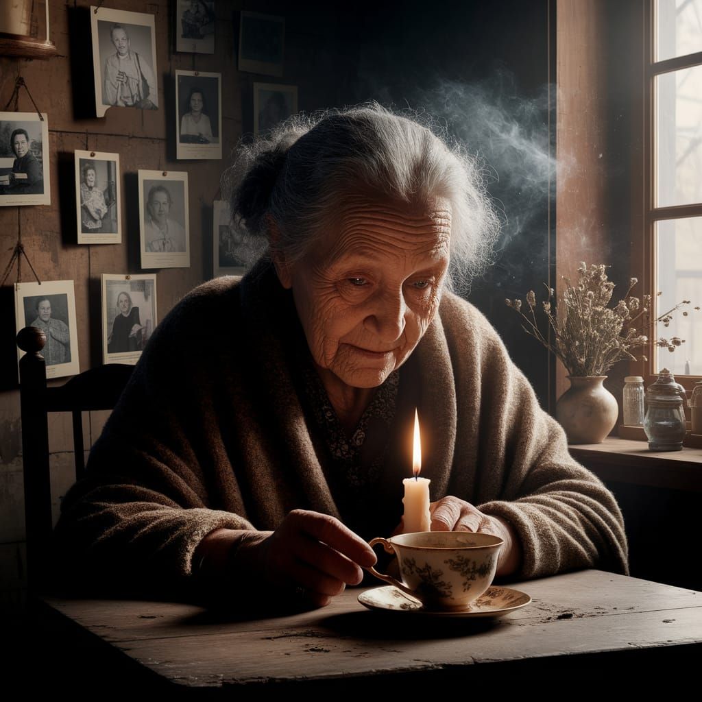 Poignant Portrait of an Old Woman in Schoeller Style