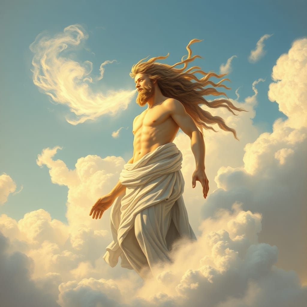 Aeolus, Greek God of Wind in Romantic Style