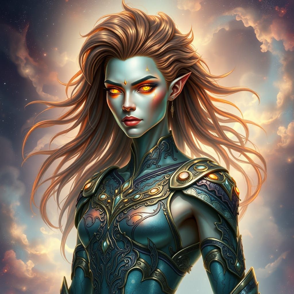 Androgynous Elemental Being in Surrealist Style