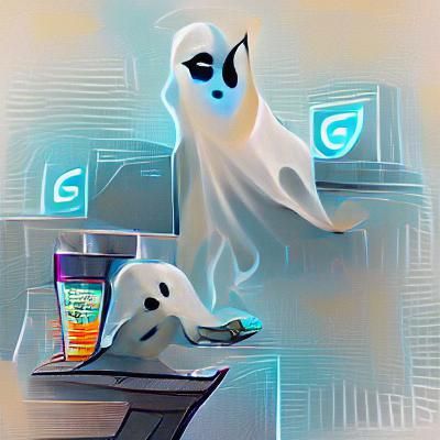 Humorous Ghost Interacting in Modern Home