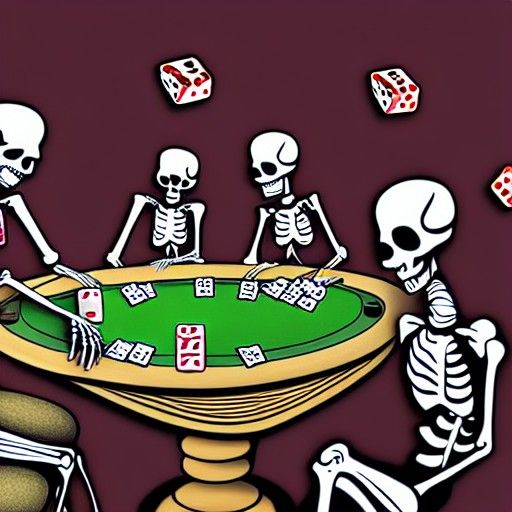 Skeletons Play Poker in a Macabre Scene