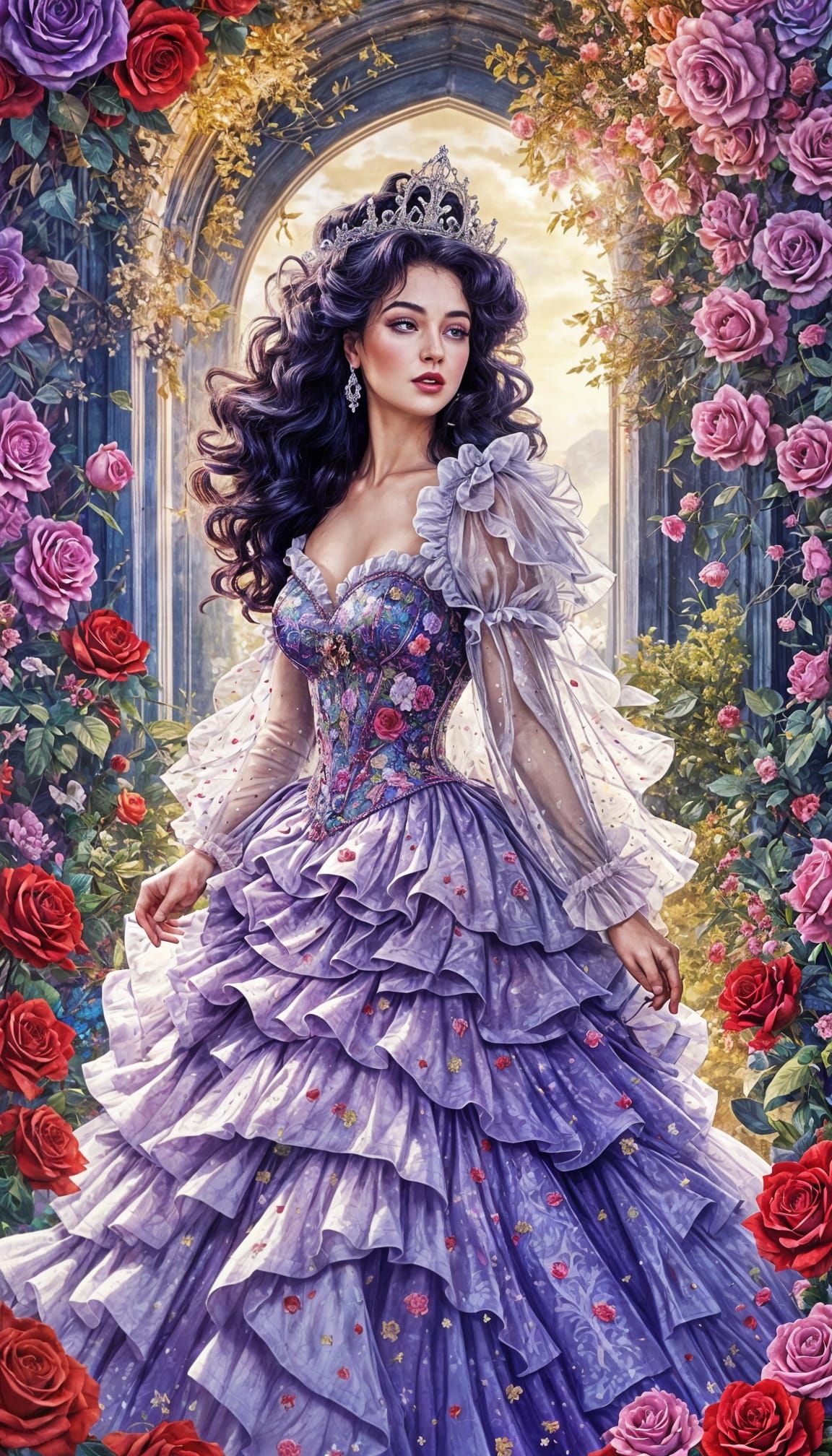 Sparkling Royal Purple Princess in a Fantastical Gown