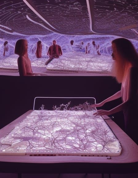 Surreal Poem Composition on a Starship, Oil on Ceramic