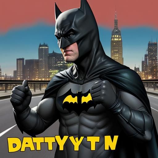 Batman Hitchhiking: A Humorous AI Rendition