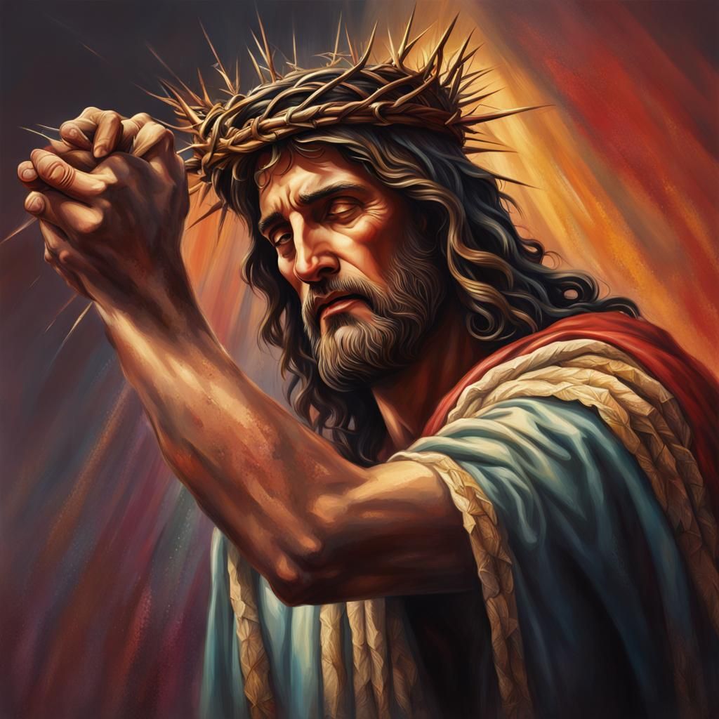 Ancient Roman's putting crown of thorns on jesus