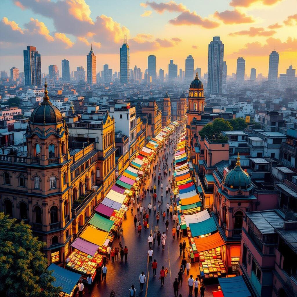 Mumbai Cityscape Aerial View with Golden Lighting