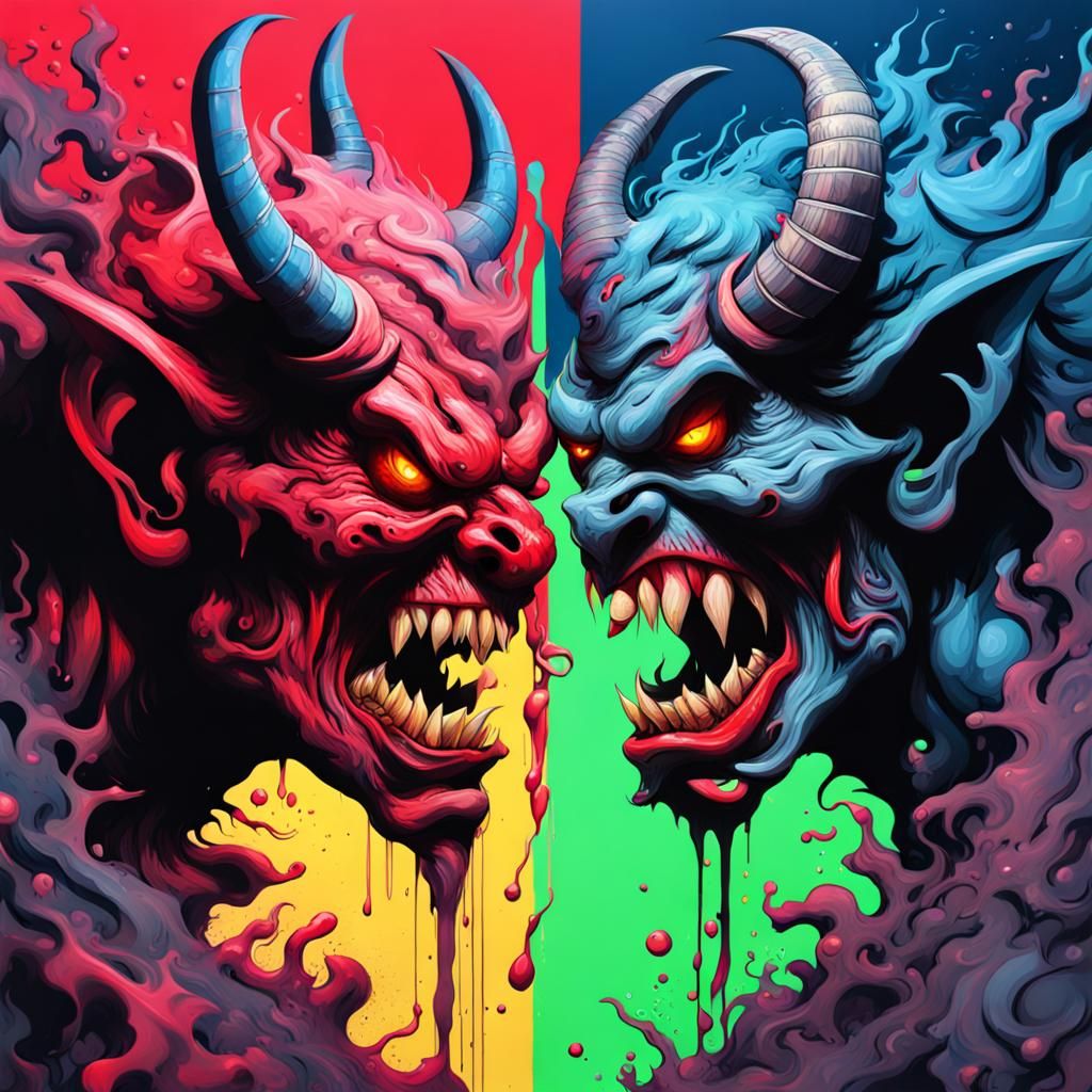 Demon vs Oni: Graffiti Art Battle in Street Style