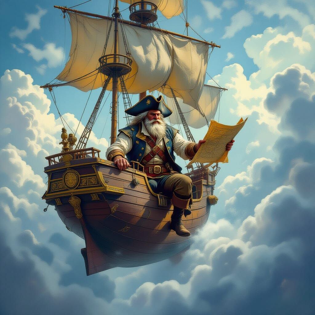 Sky Pirate Captain Pursues Legendary Treasure Aboard Airship