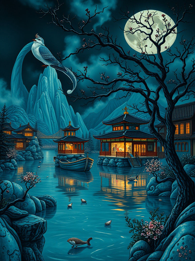 Cloisonné Portrait over Tsingy Delft in 16k