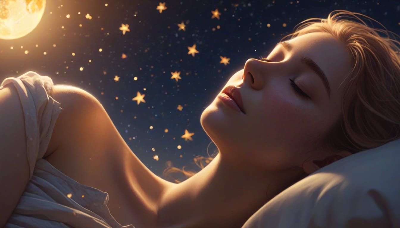 Peaceful Sleeper Under a Warm Starry Summer Night Sky