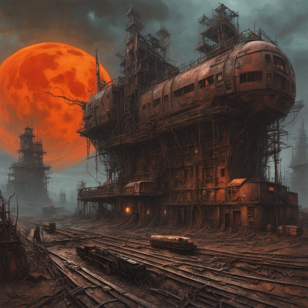 Abandoned Metropolis on a Crimson Alien World