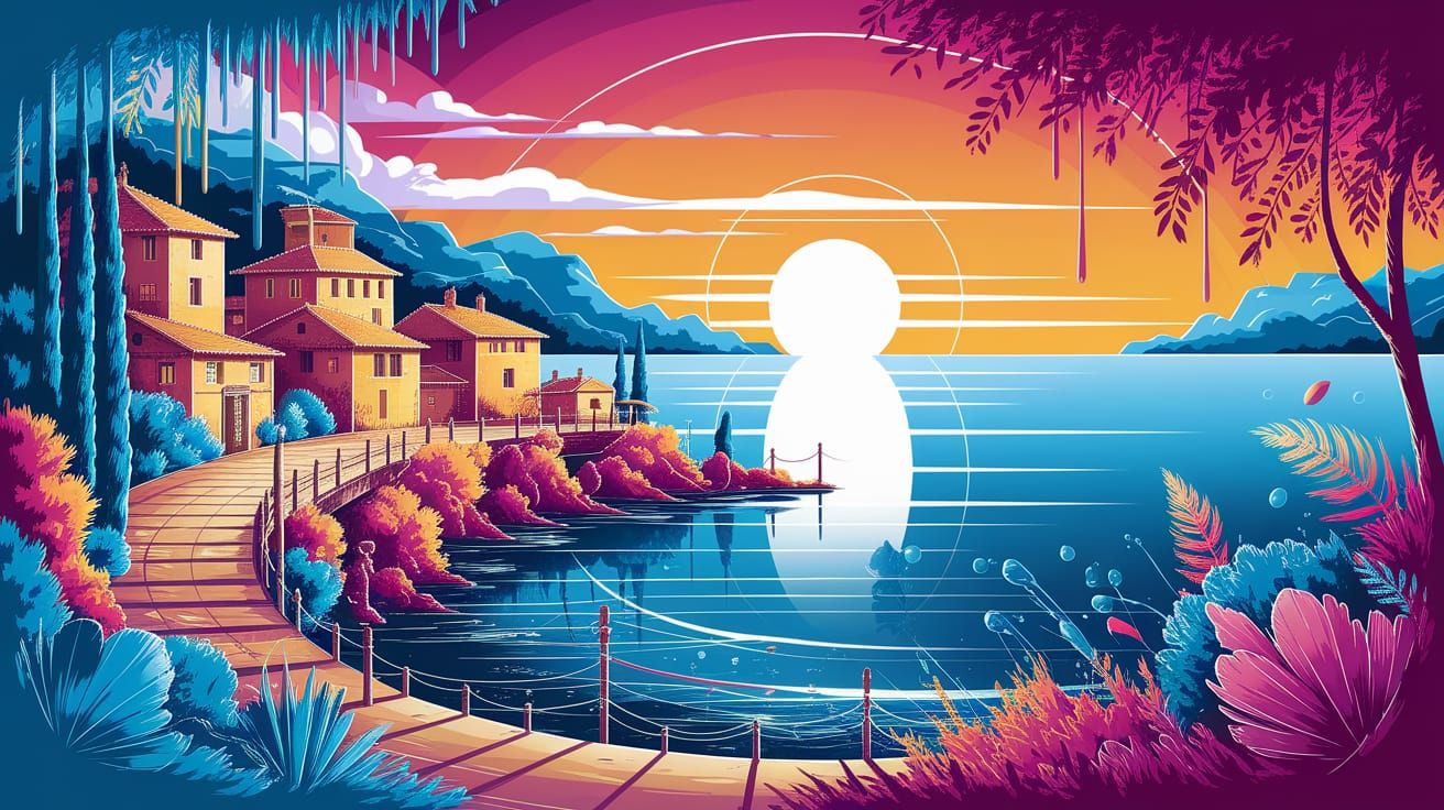 Mediterranean Sunset in Alcohol Ink Style