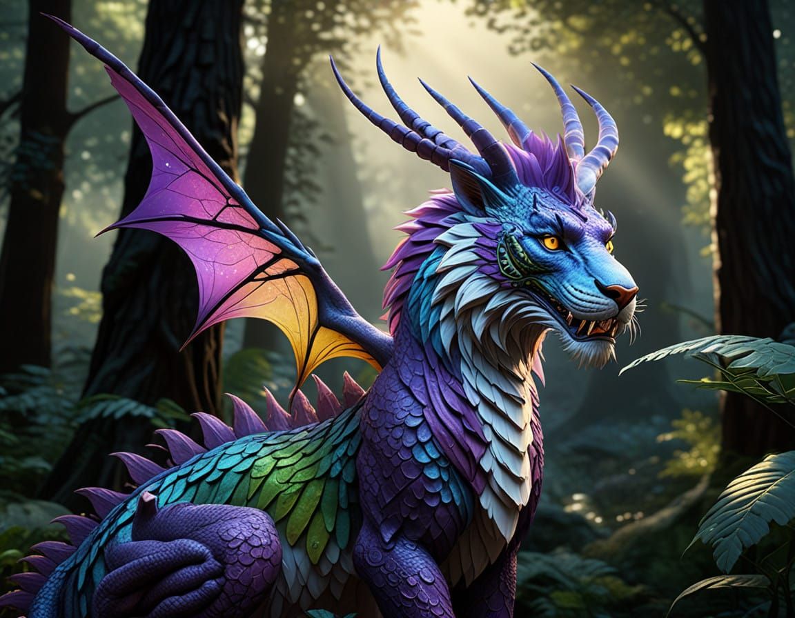 Majestic Fairy Dragon Tiger in Hyperrealistic Wildlife Photo...