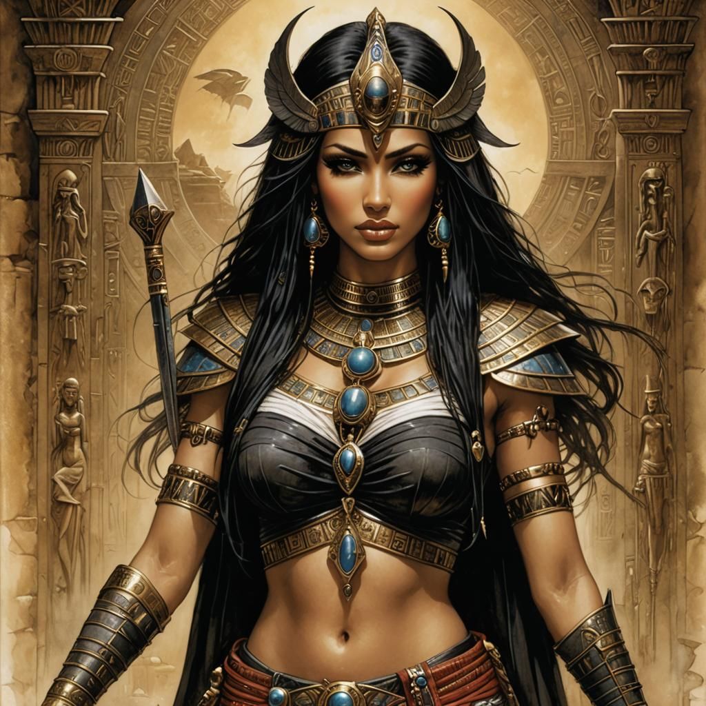 Egyptian Goddess in Dark Fantasy Art Style