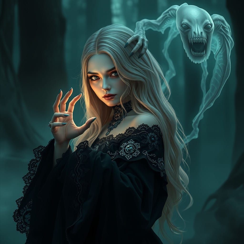 Ghostly Encounter in a Haunting High-Fantasy Realm