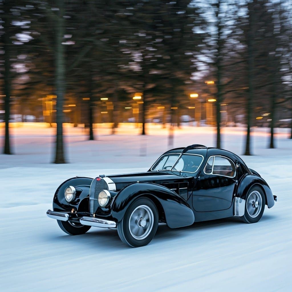 Luxury Bugatti Speeds Through Winter Wonderland in Elegant, ...