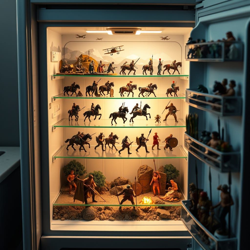 Historical Dioramas Inside a Modern Refrigerator