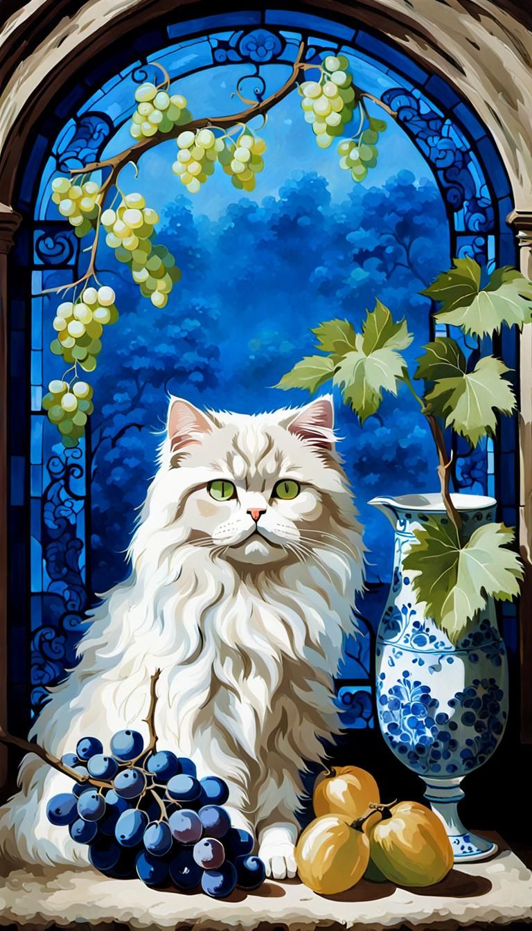 Still Life with Cat and Stained Glass