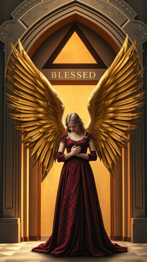 Baroque Angel at Temple Entrance in Cubist Style