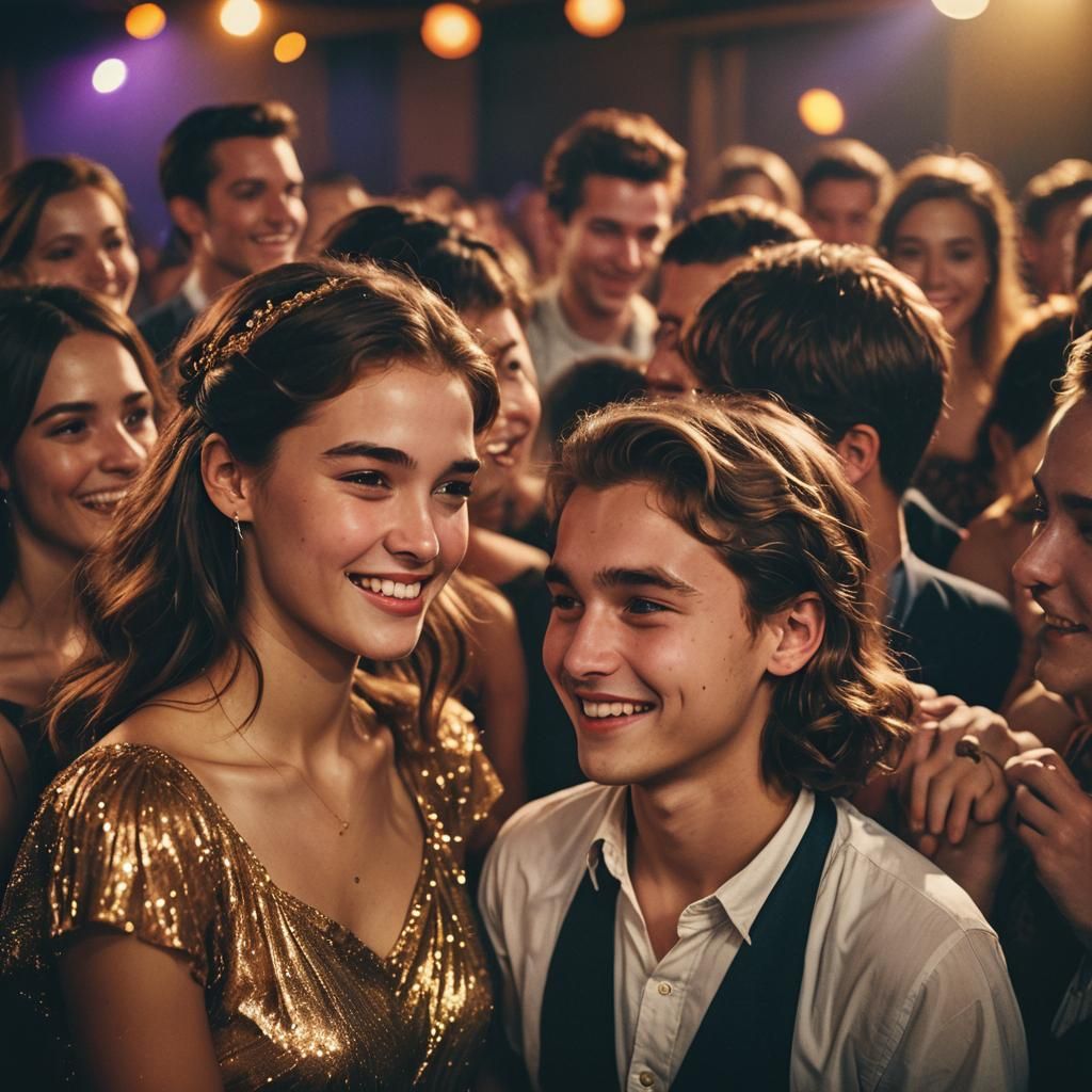 Animated Dance Floor Conversation in Cinematic Style