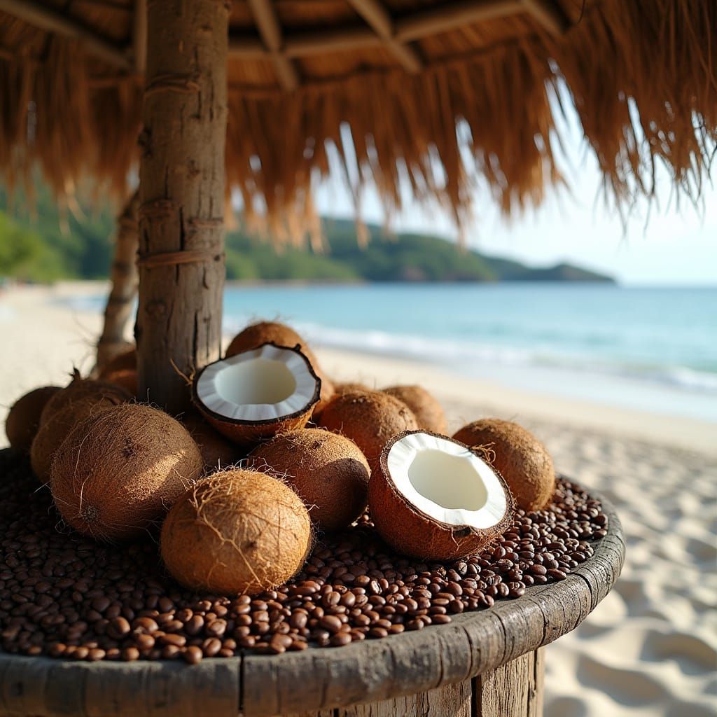 stand for 🥥☕️ by beach