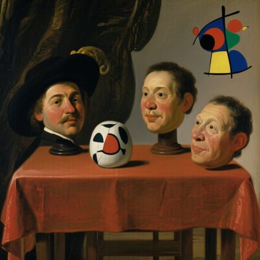 Surreal Objects with Faces in Art Style of Hals and Miro