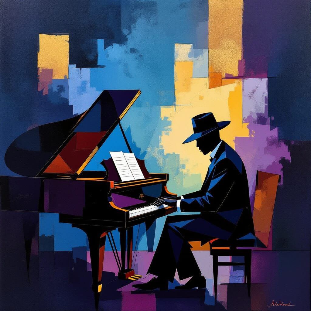 Abstract Jazz Painting in Expressionist Style