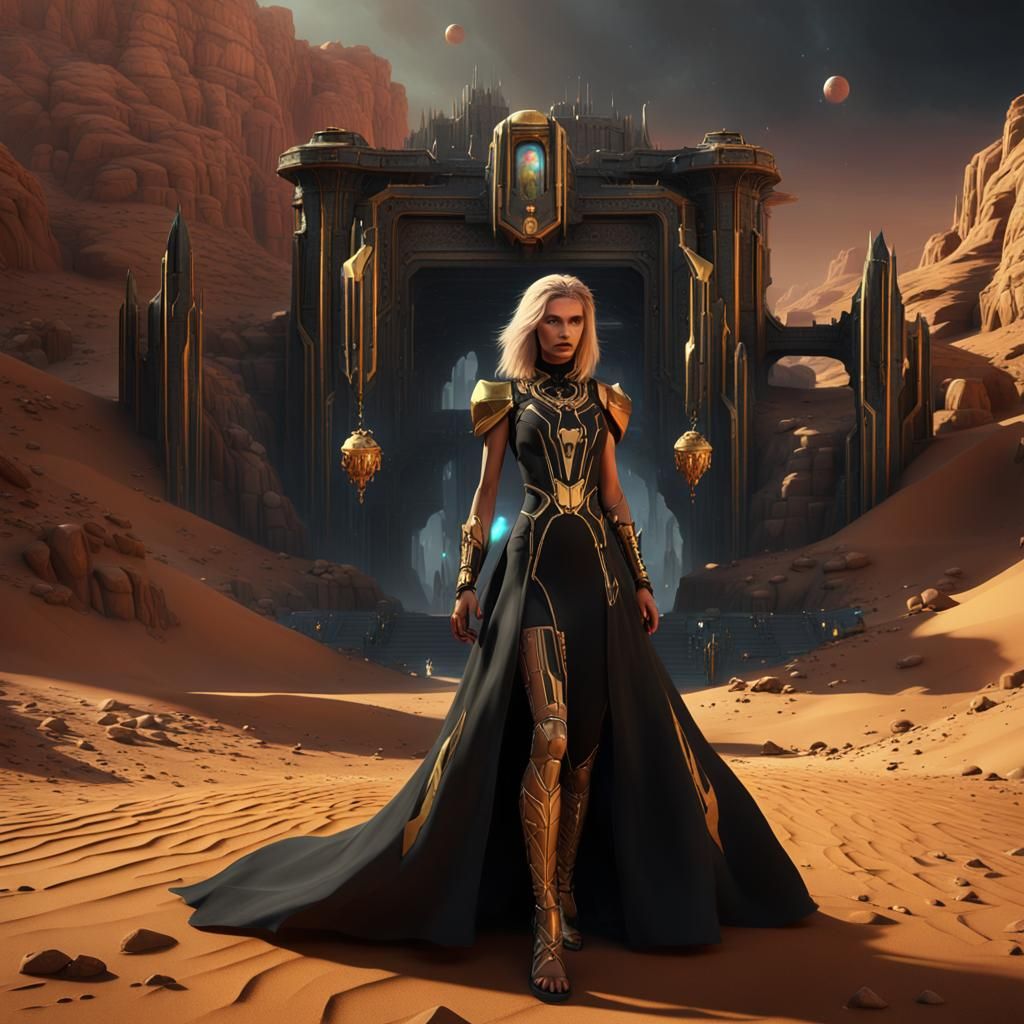 Lilith in Martian Desert Dungeon: Matte Painting