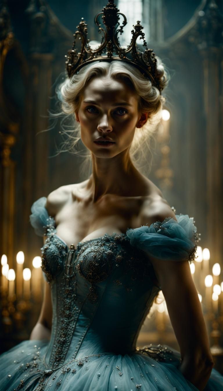 Cinderella as Evil Spirit in Horror Film Still