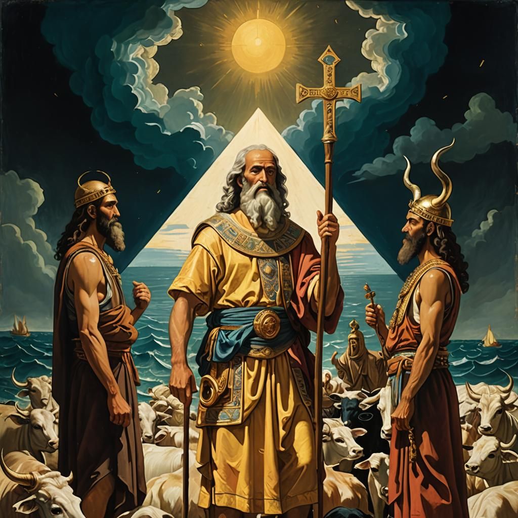 Biblical Scene: Moses and Siblings, Baroque Oil Painting