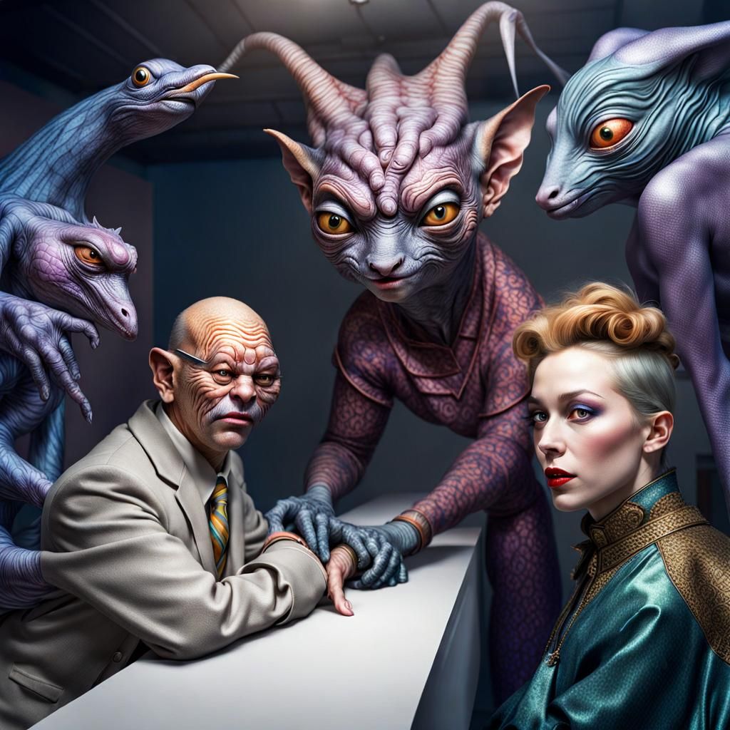 Extravagant Alien Characters in a Cosmic Dreamscape
