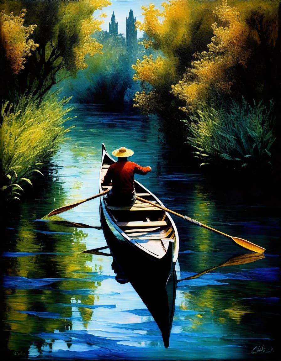 Botanical Gondolier in Encaustic Impasto Style