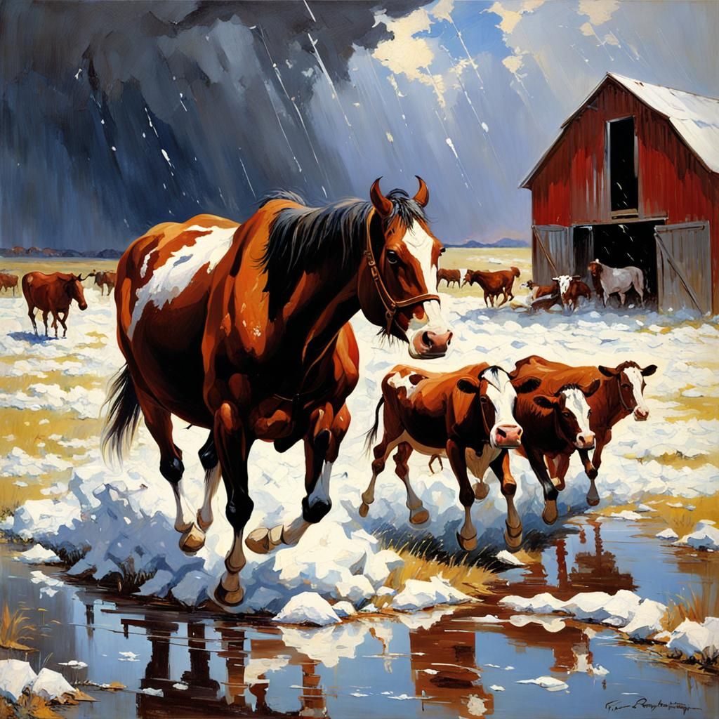 Severe Hailstorm Drives Cattle to Shelter