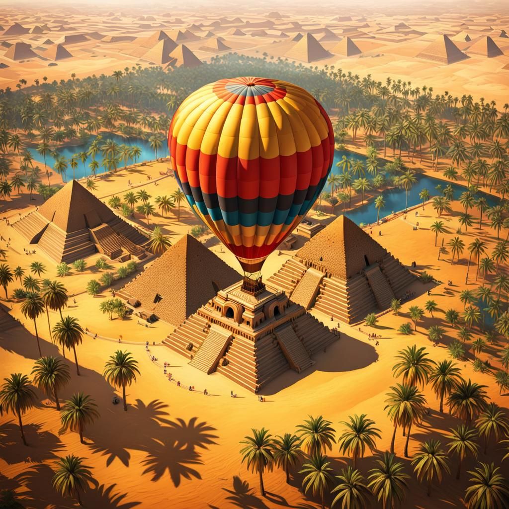 Ancient Egypt Pyramids View from Hot Air Balloon