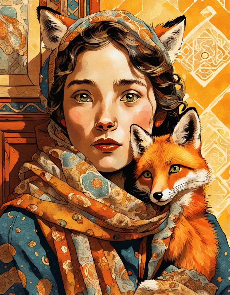 Fox Gypsy Portrait in Rockwell-esque Style