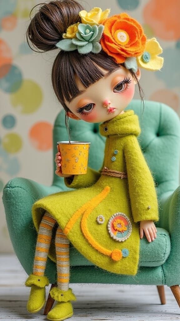 Felted Animal Characters in Whimsical Forest Setting