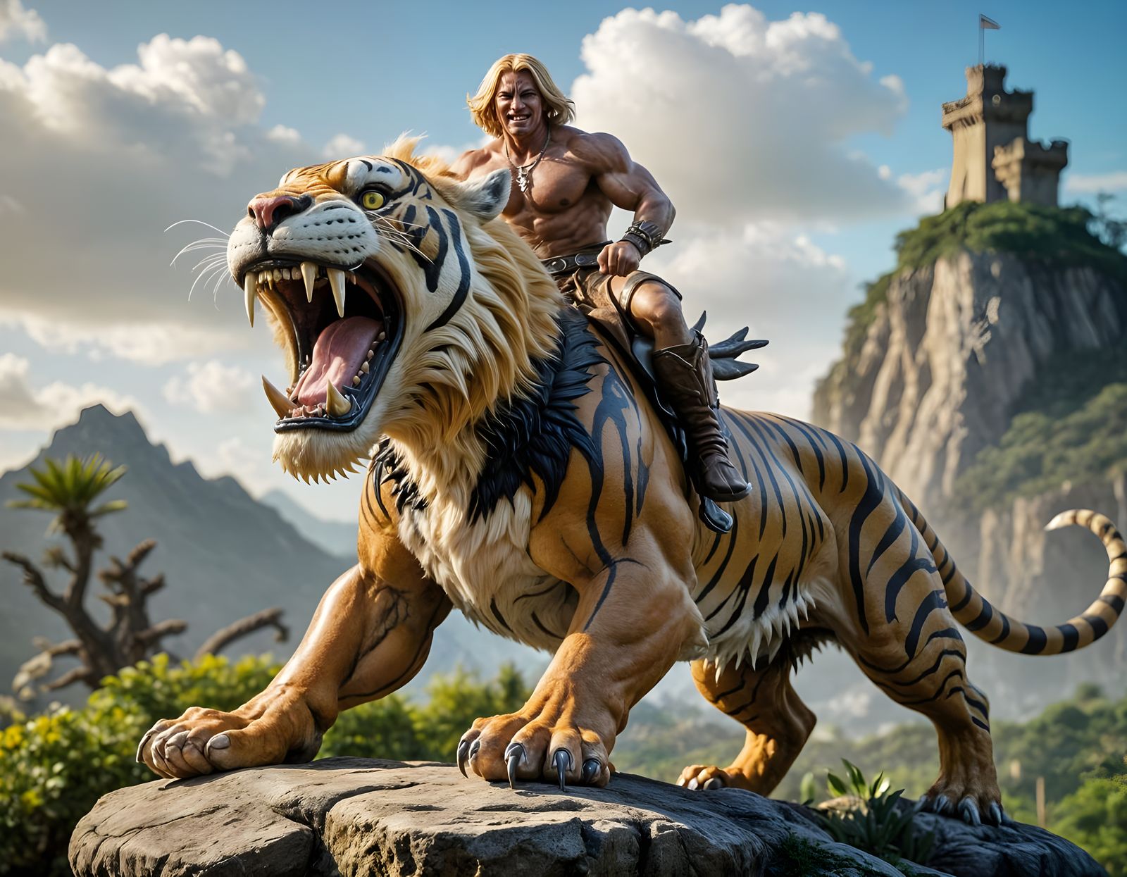 Epic Dali-Inspired Sabertooth Tiger and He-Man